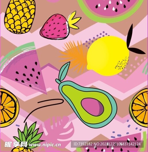 水果 西瓜 柠檬 四方连续