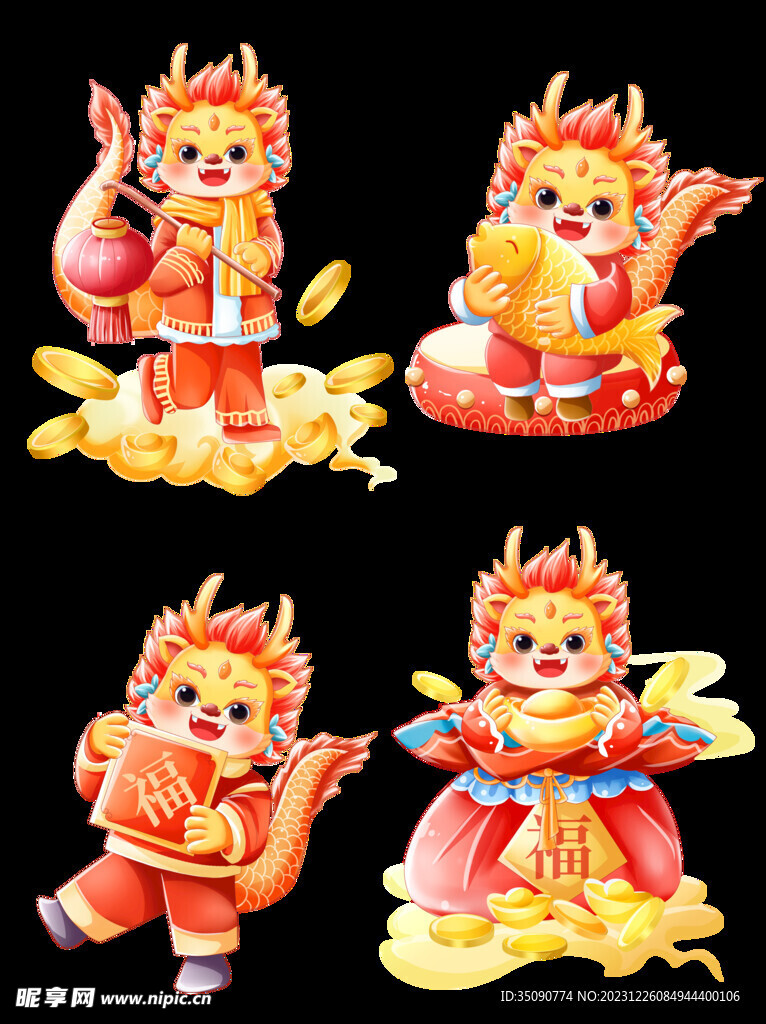 龙年国潮插画海报