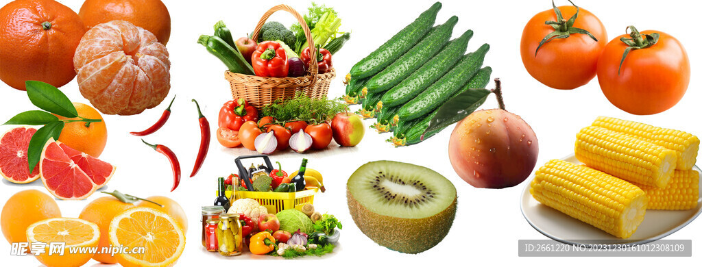 蔬菜水果堆素材