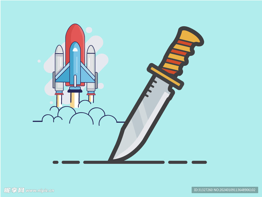 火箭飞机插画