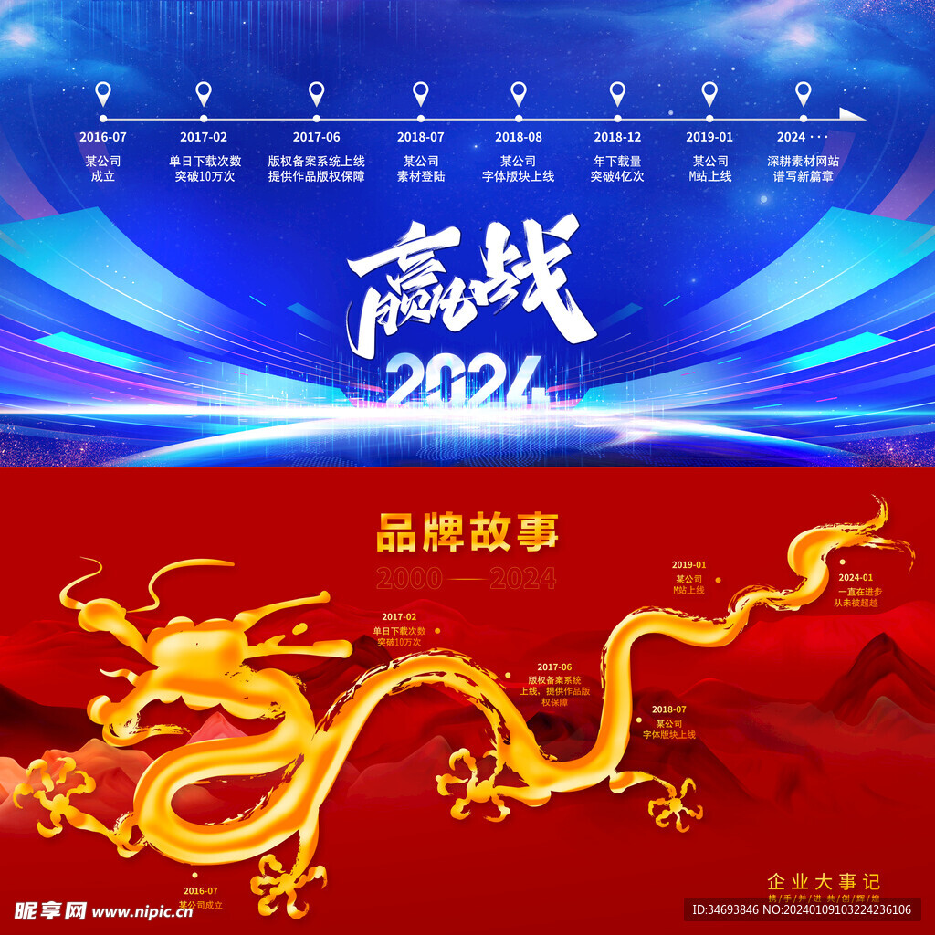 龙年企业历程文化展板二件套