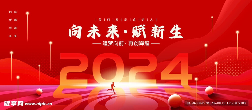 闯未来赋新生年会背景墙