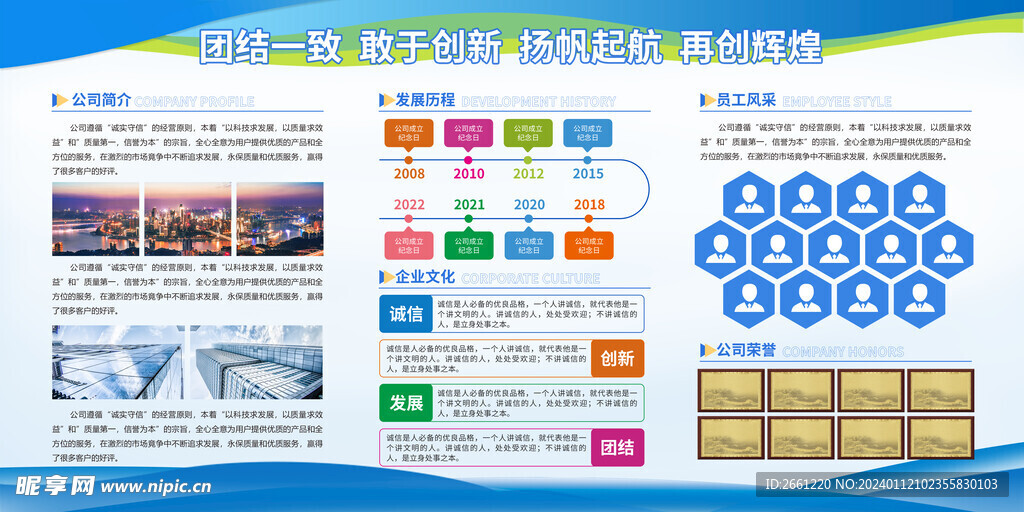 蓝色简约风公司简介宣传栏展板