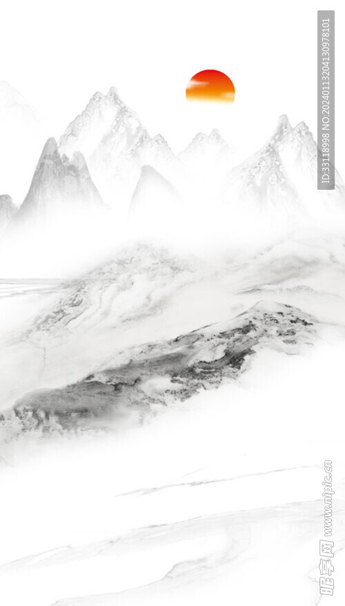 新中式水墨山水玄关背景