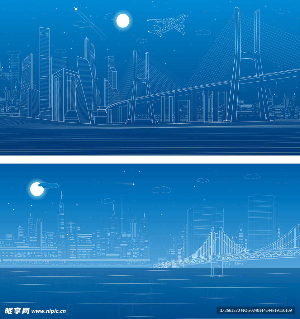 科技城市线条图