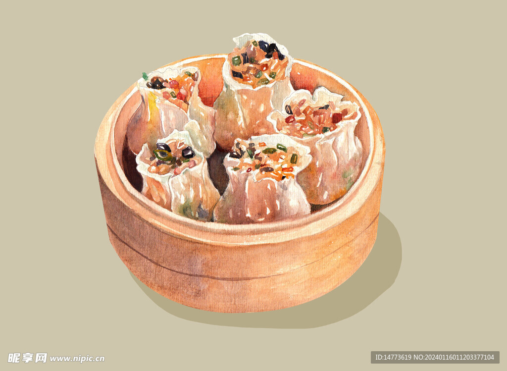 美食插画烧卖