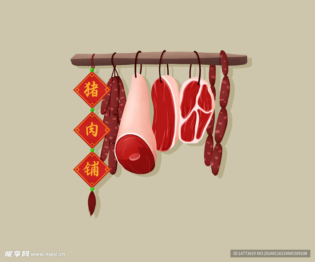 插画猪蹄猪肉