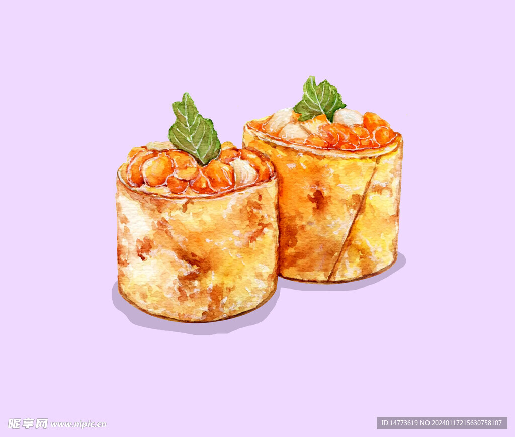 手绘美食寿司手卷