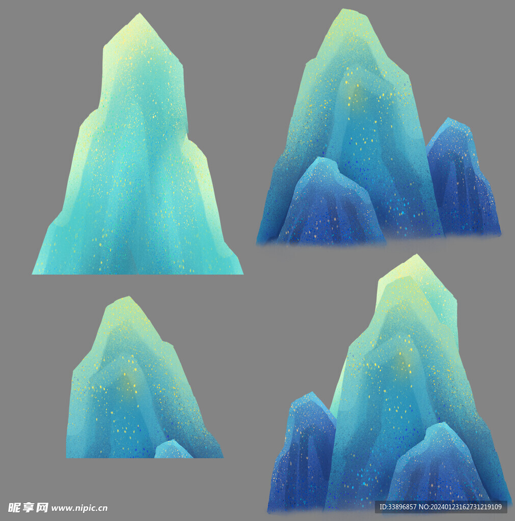 婚礼山峰 层叠山峰 国潮山峰