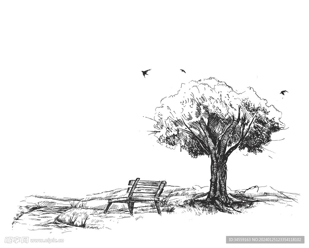 景色素描图