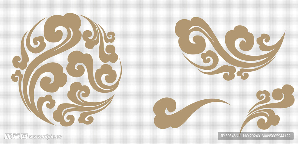 金色新年祥云矢量可以改颜色