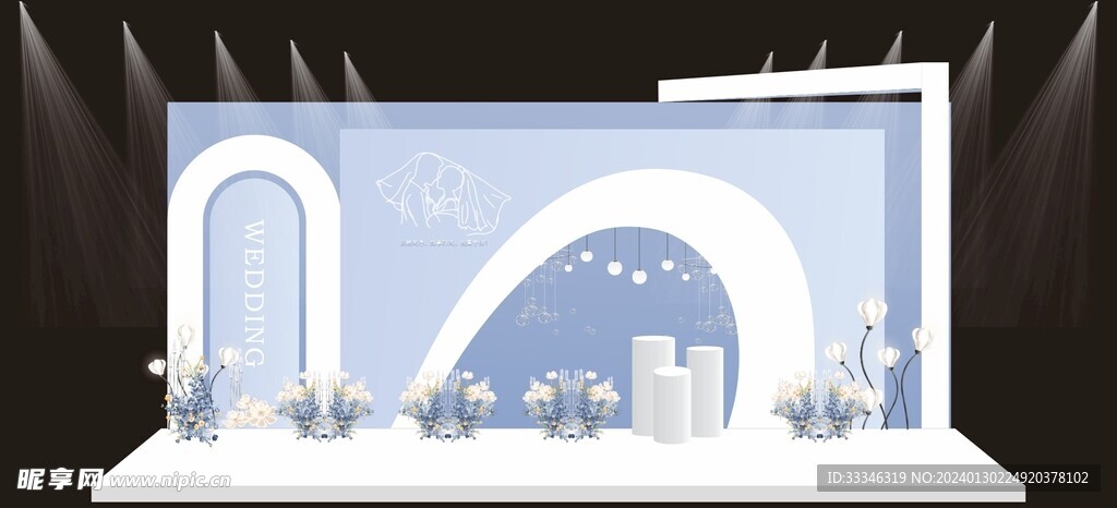 蓝色婚礼现场效果图