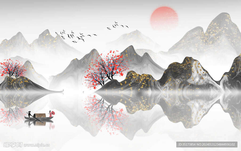 古风水墨山水画