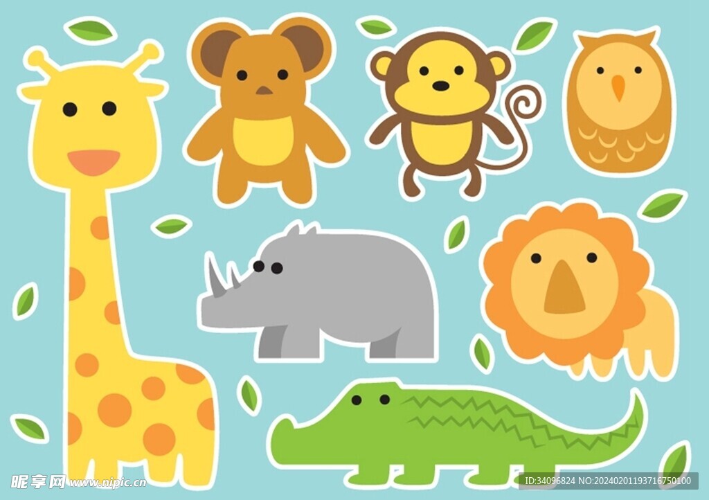 卡通动物贴纸