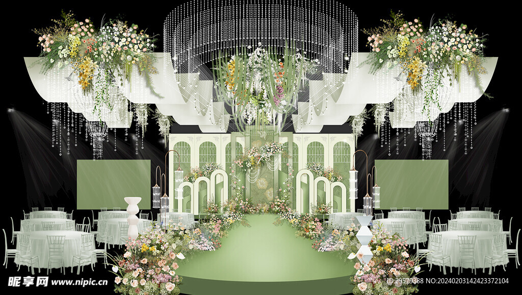 白绿小清新婚礼效果图