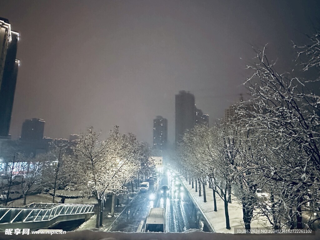 西安雪景图