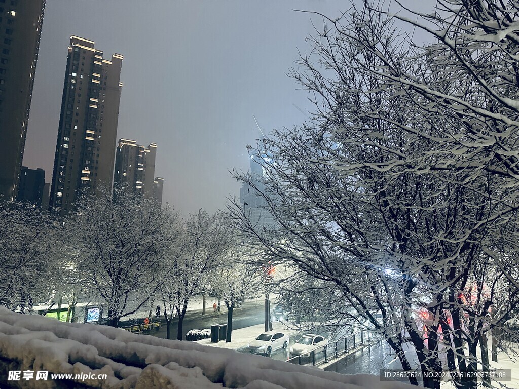 西安雪景图
