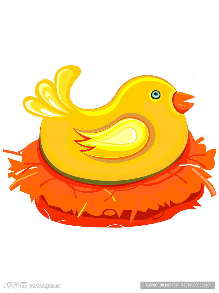 卡通黄色矢量可爱小鸡