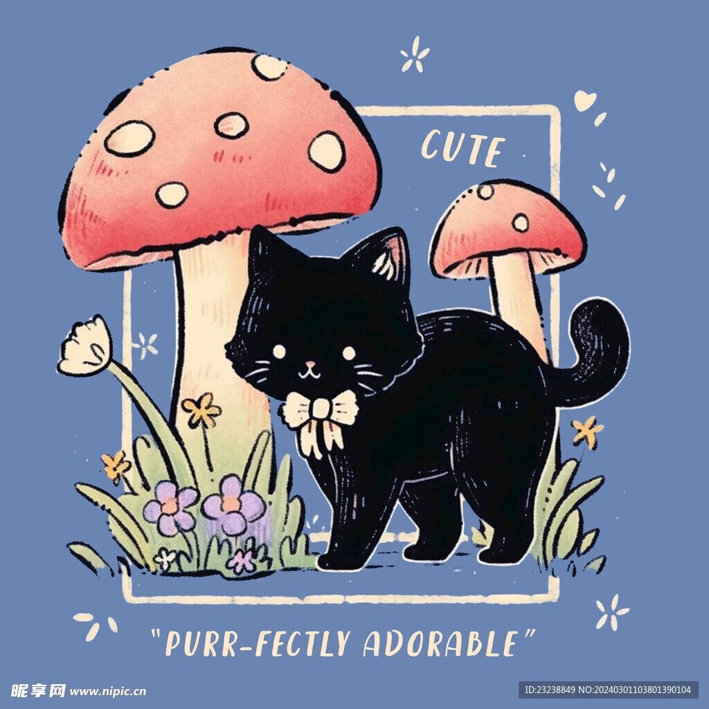 可爱小黑猫咪插画