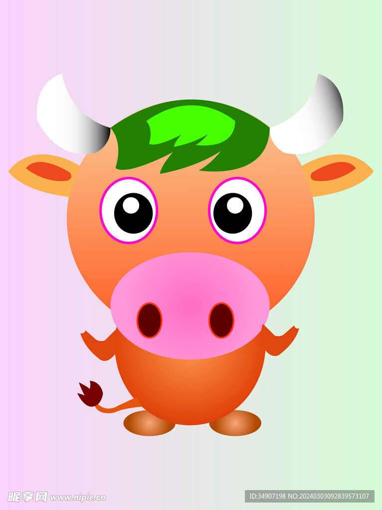 卡通可爱小牛矢量素材