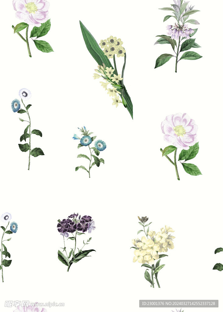 无缝   乱花 手绘花    