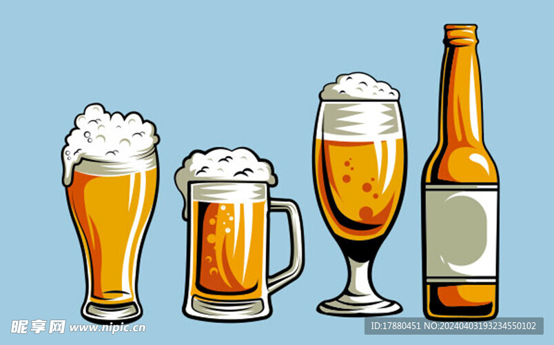 啤酒手绘草图