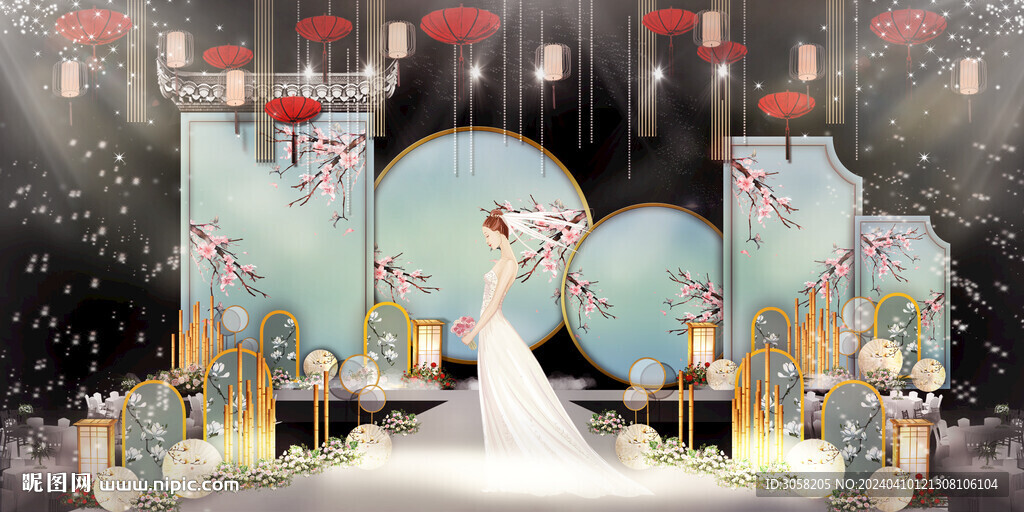 新中式婚礼 美陈背景