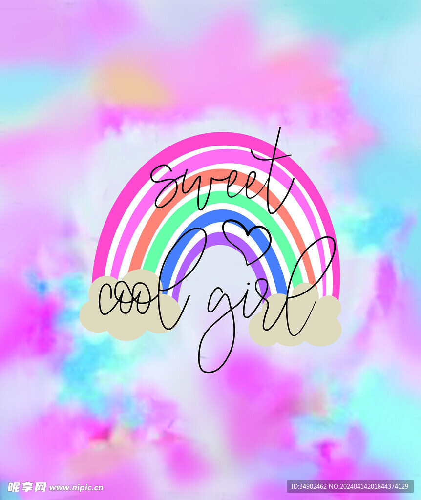 英文 彩虹 扎染