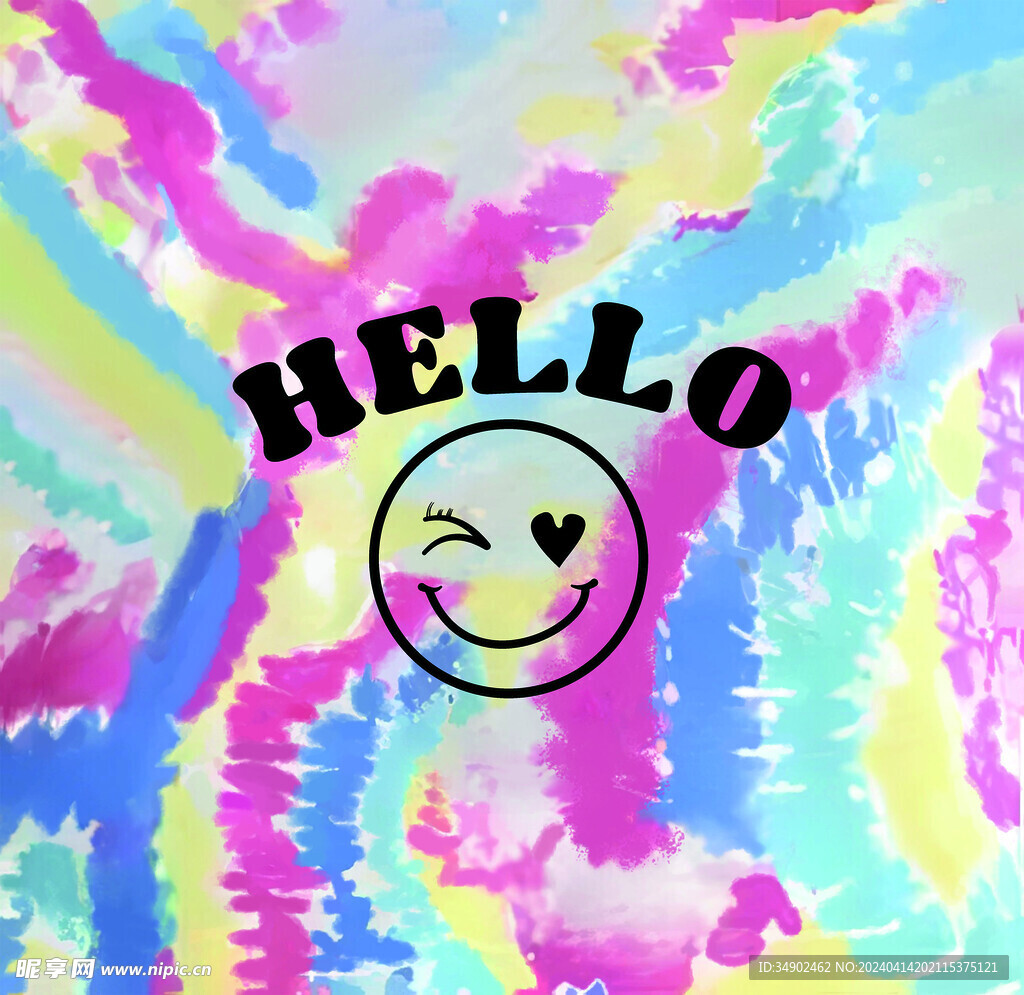 笑脸 英文 扎染