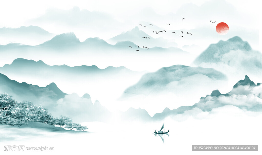 新中式意境山水装饰画图片