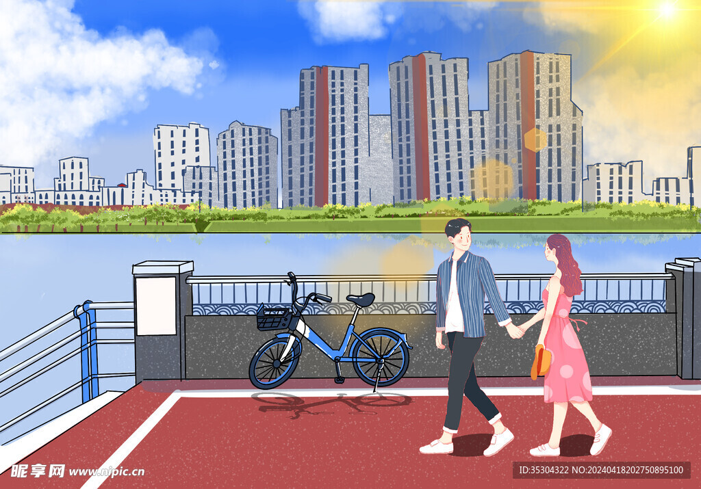 简阳沱江绿道插画