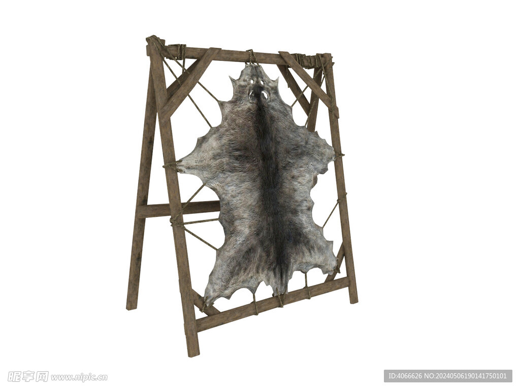 北欧装饰品狼皮架3D模型
