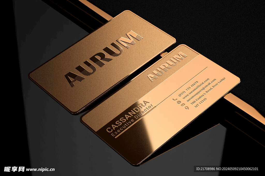 金色高级质感名片样机