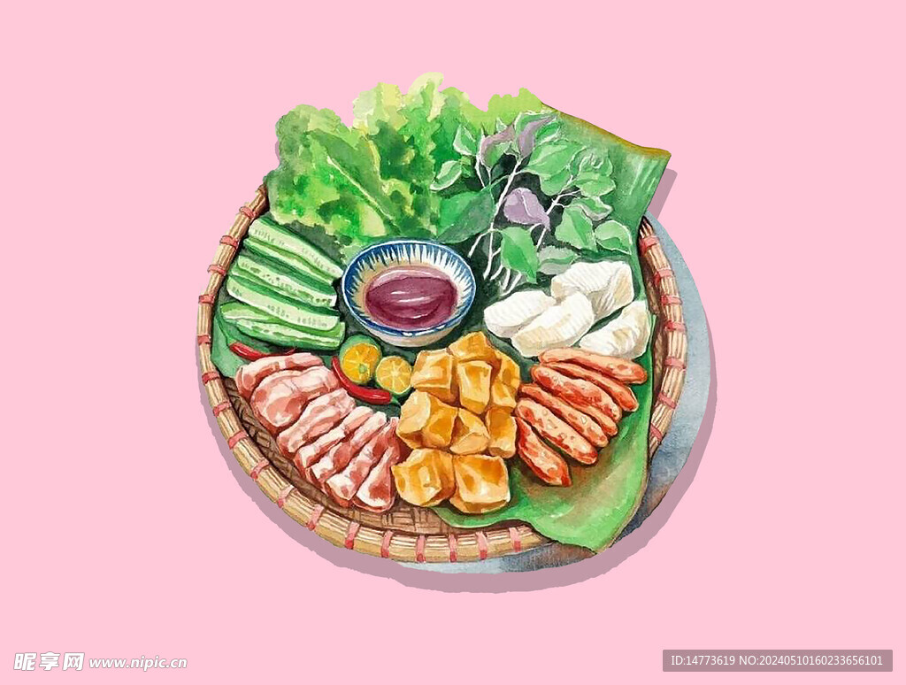 手绘美食蔬菜拼盘