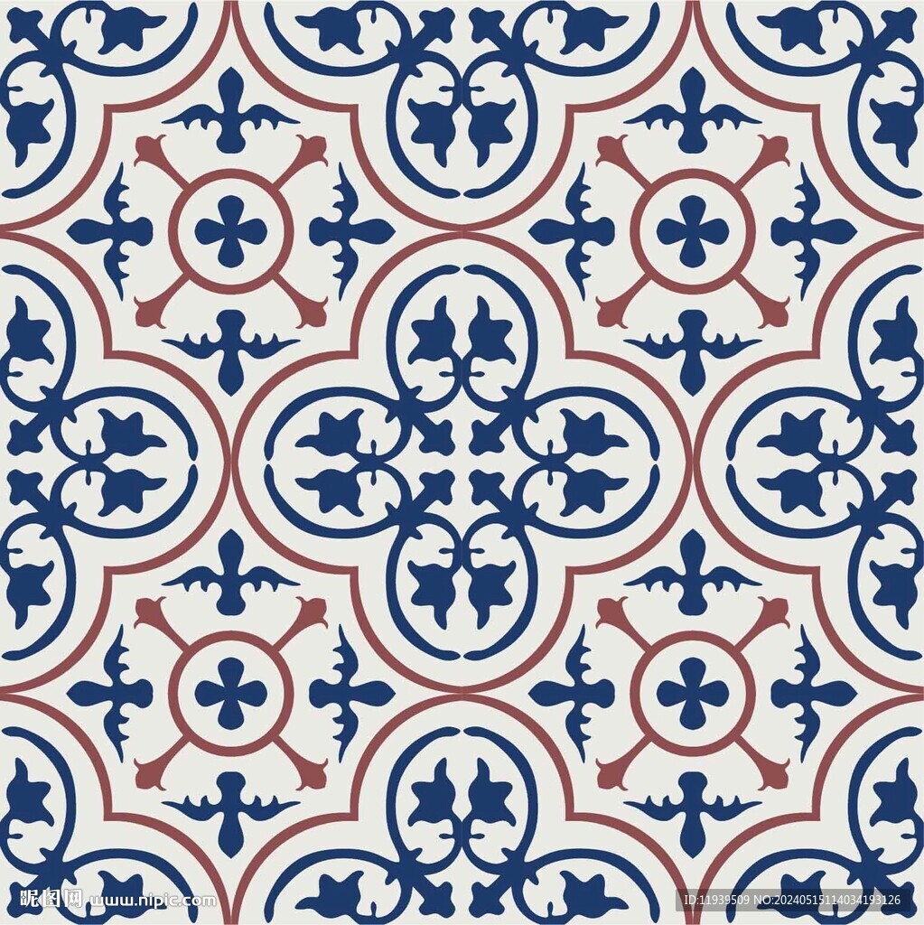 矢量传统四方连续花纹纹样