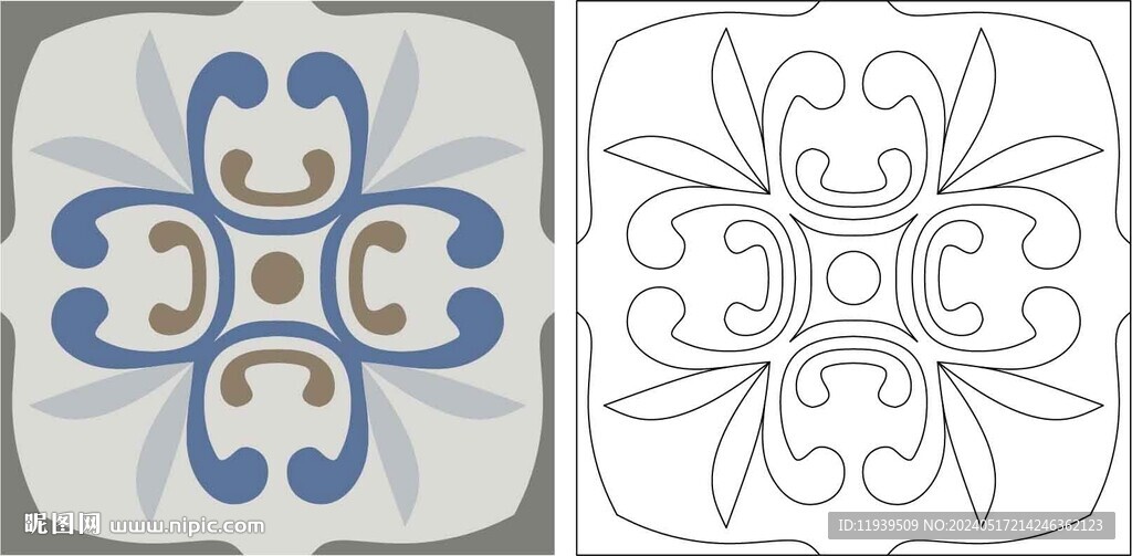 矢量传统四方连续花纹纹样