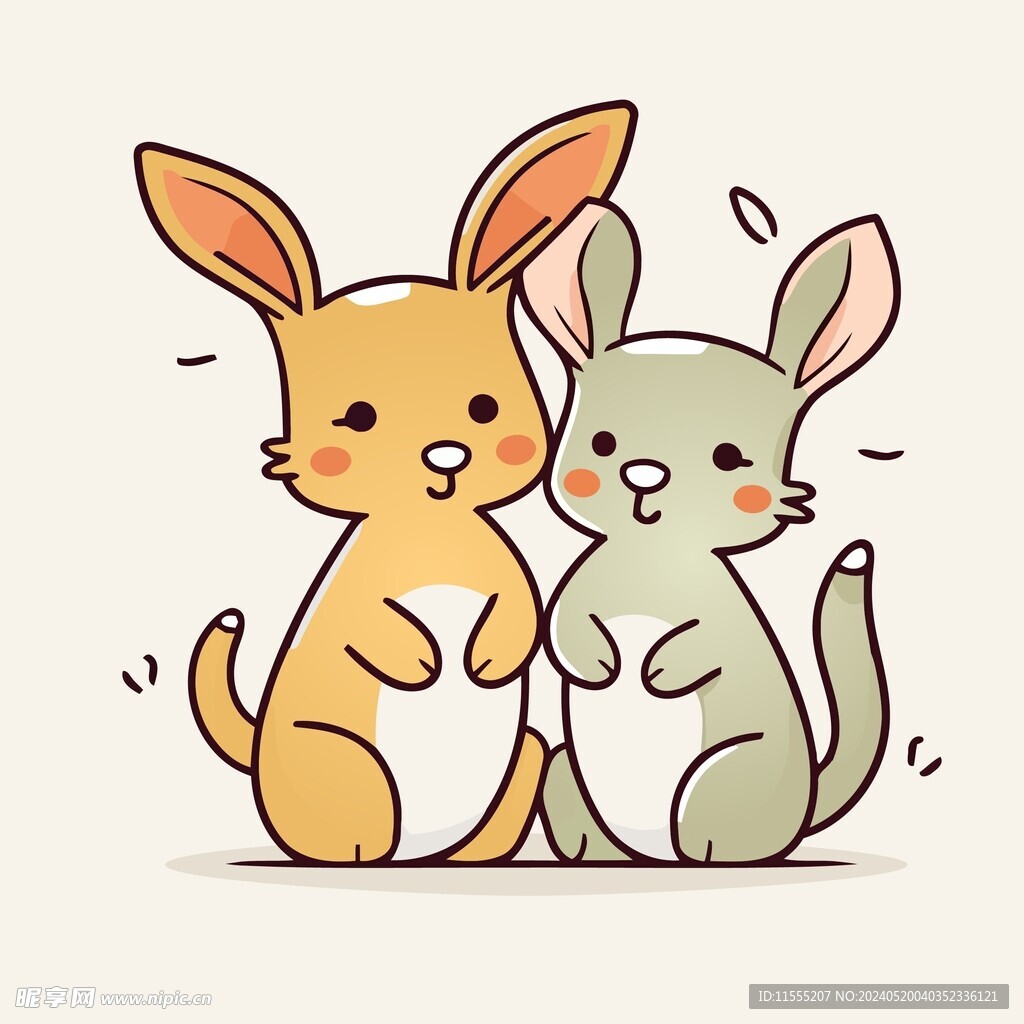 可爱袋鼠卡通画儿童插画