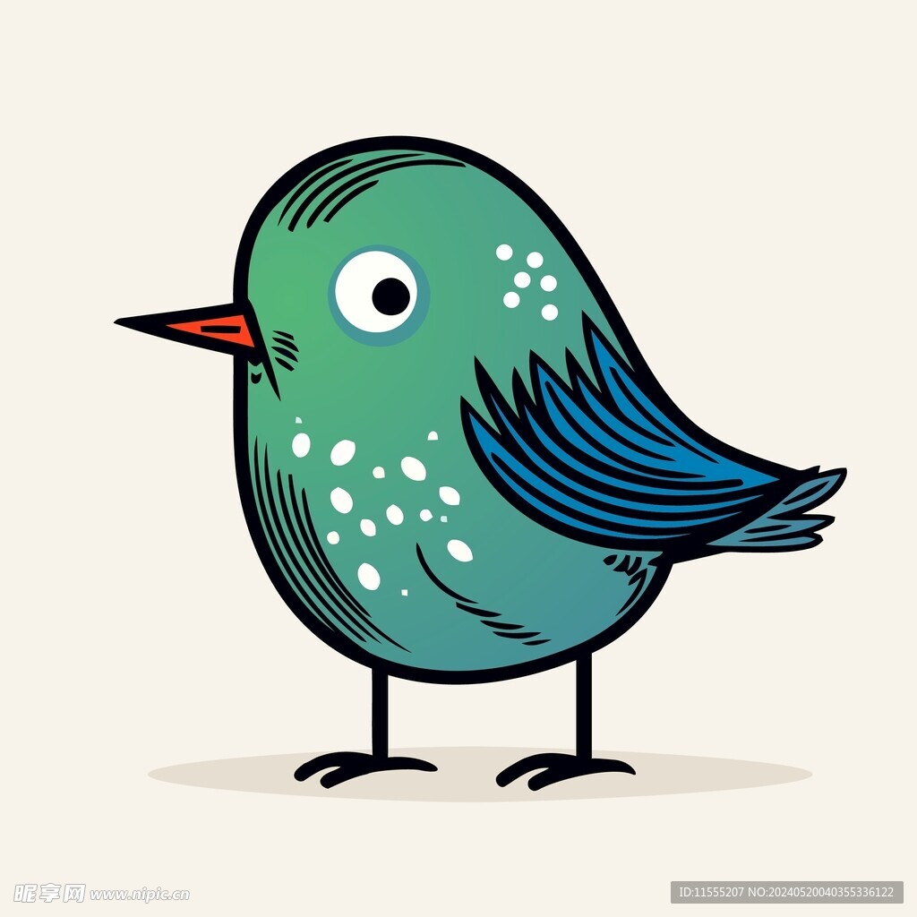 可爱小鸟卡通画儿童插画