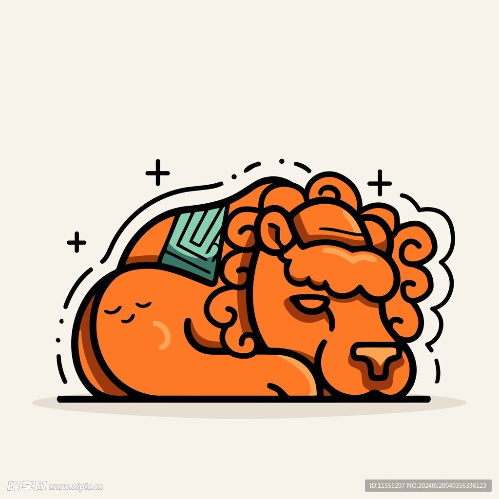 可爱狮子卡通画儿童插画