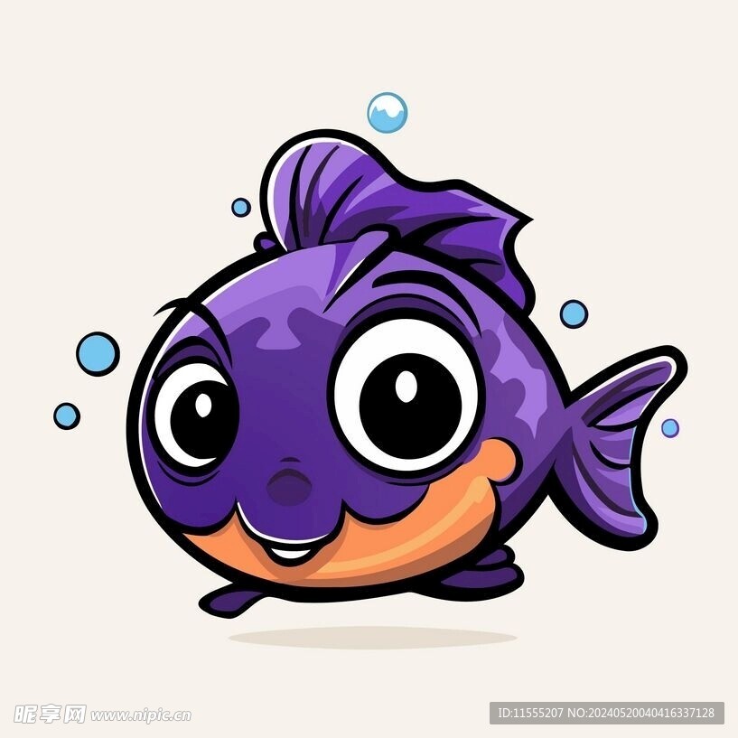 可爱金鱼卡通画儿童插画