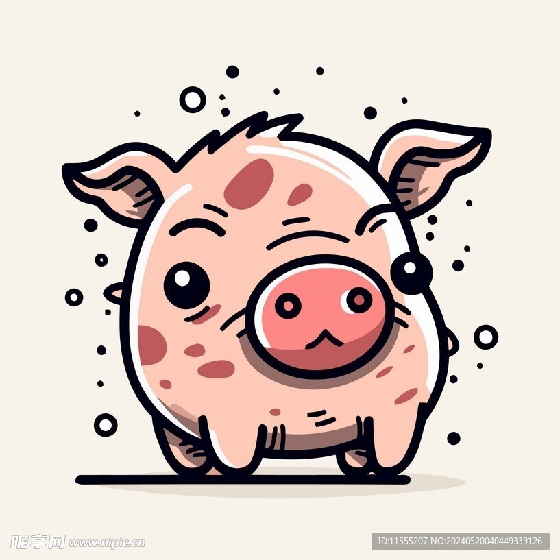 有趣小猪卡通儿童插画