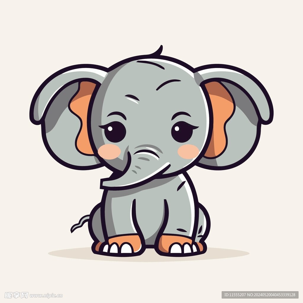 有趣小象卡通儿童插画