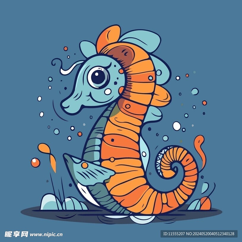 有趣海马卡通儿童插画