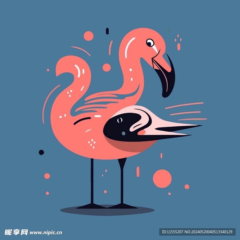 有趣火烈鸟小鸟卡通儿童插画