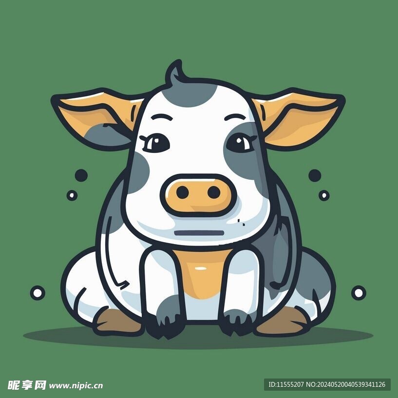 有趣奶牛卡通儿童插画