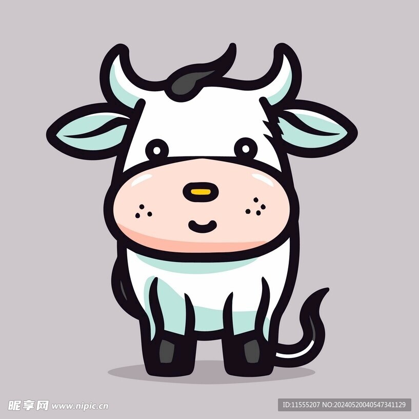 有趣奶牛卡通儿童插画
