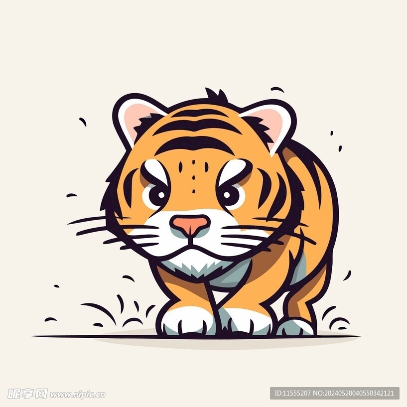 有趣老虎卡通儿童插画