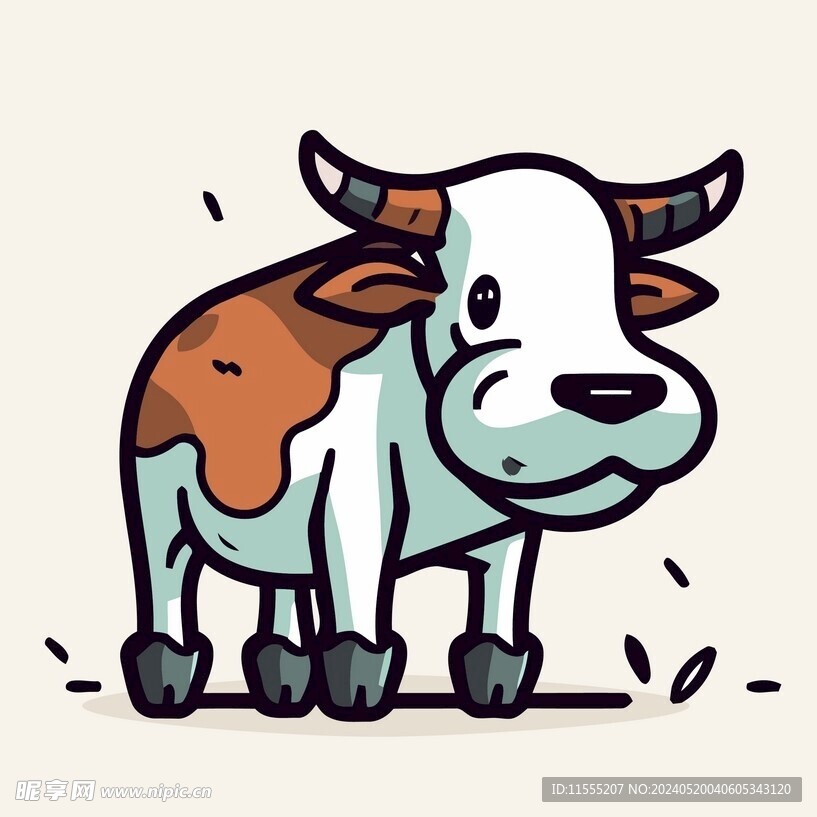 有趣奶牛卡通儿童插画