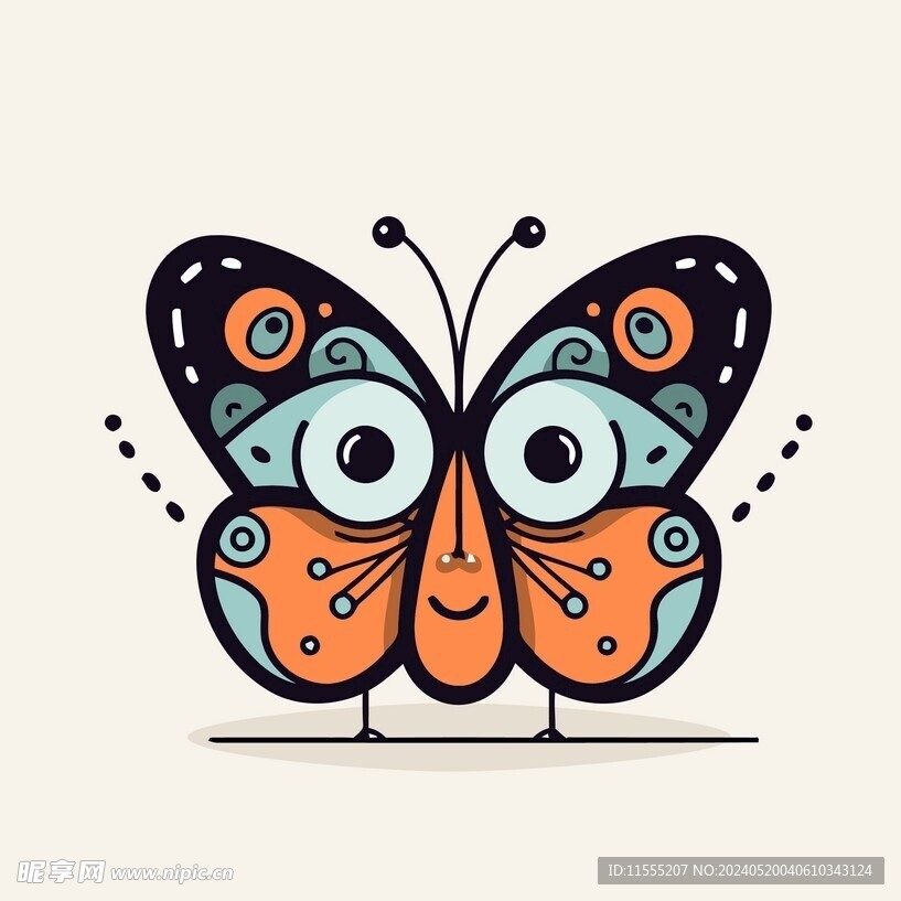 有趣蝴蝶卡通儿童插画
