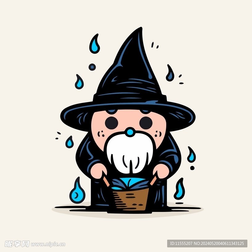 有趣老法师卡通儿童插画